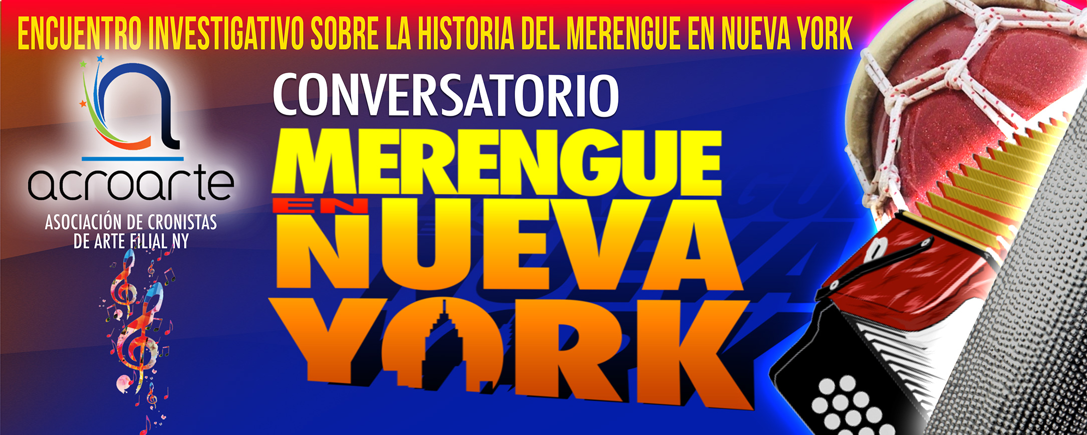 Acroarte inicia conversatorios Merengue NY el domingo 22 de abril