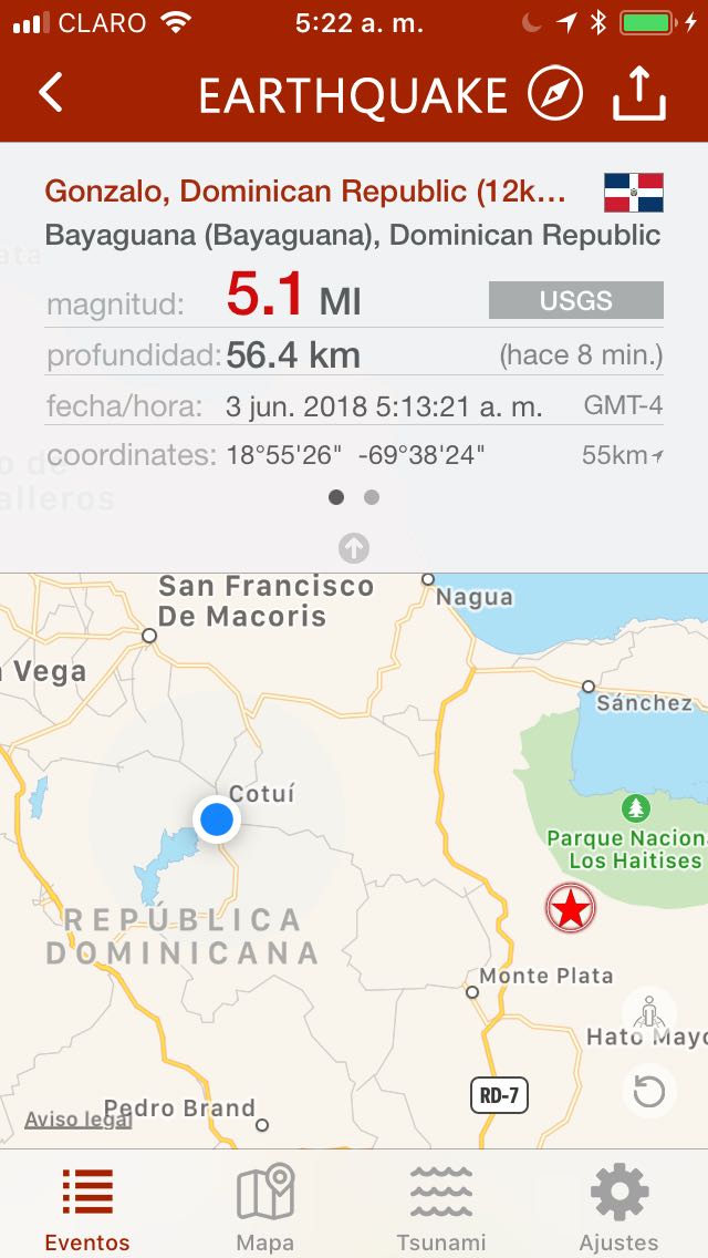 Temblor de tierra de 5.1 se registró en la madrugada en RD