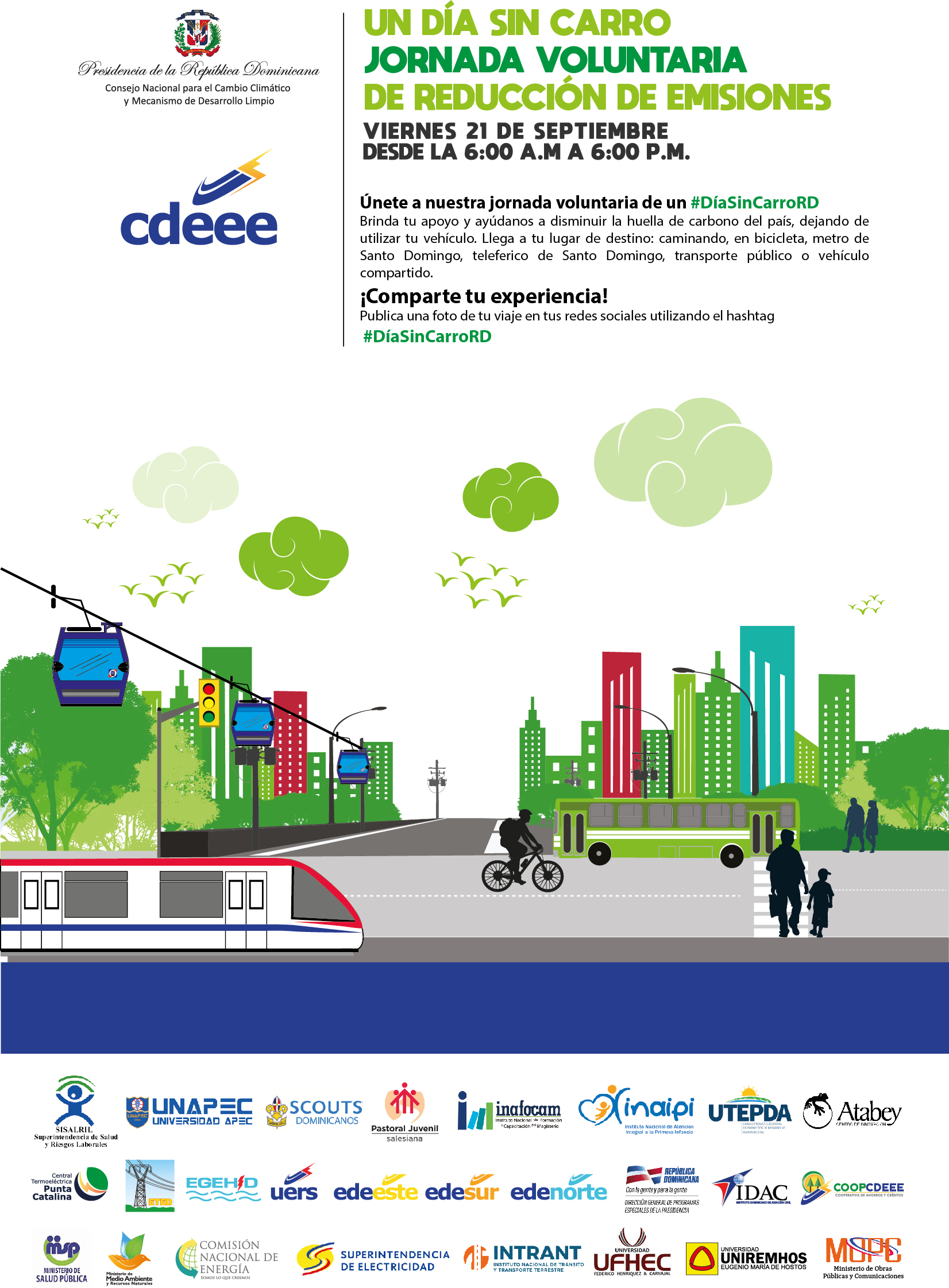 Entidades públicas y privadas realizarán Un día sin automóvil