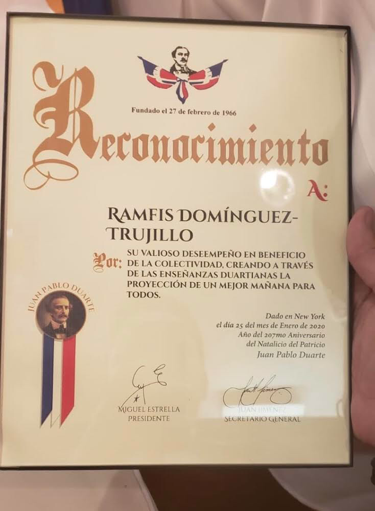 Instituto Duartiano de NY reconoció a Ramfis