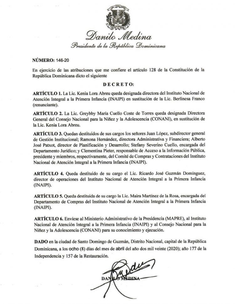 Estos son los 7 funcionarios destituidos por irregularidades en el Inaipi