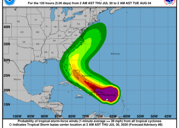 La tormenta Isaías entrará al territorio dominicano con vientos de hasta 100 kilómetros por hora