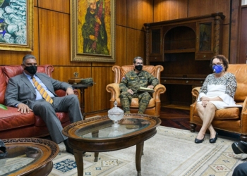 Miriam Germán Brito recibe a los ministros de Interior y de Defensa