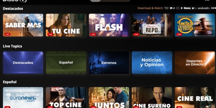 DistroTV lanza el paquete de canales gratuitos Distro TV Español