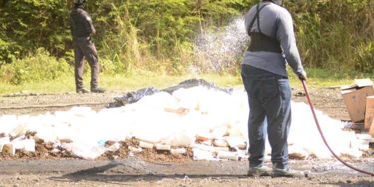 Autoridades incineran 1,332 kilogramos de drogas