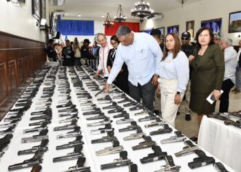 Ministro del Interior recibe 719 armas decomisadas en la provincia Duarte