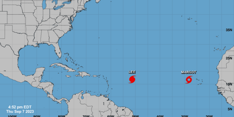 Huracán Lee alcanza categoría 4; se forma la Tormenta Tropical Margot