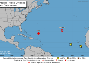 A 605 kilómetros de distancia, el huracán Lee golpea la costa norte de RD