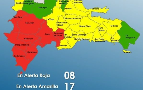 COE coloca 29 provincias en alerta por inundaciones, con 8 en roja por disturbio tropical 22