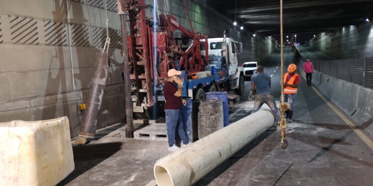 MOPC construye pozos filtrantes en el Túnel de la 27 de Febrero con Núñez de Cáceres