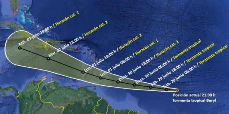 ONAMET vigila tormenta tropical Beryl y emite alerta por condiciones meteorológicas