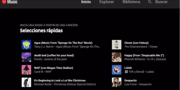 YouTube Music permite escoger canciones manualmente para crear una emisora de radio