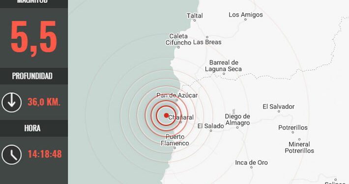 Sismo de magnitud 6,4 sacude el norte de Chile este jueves
