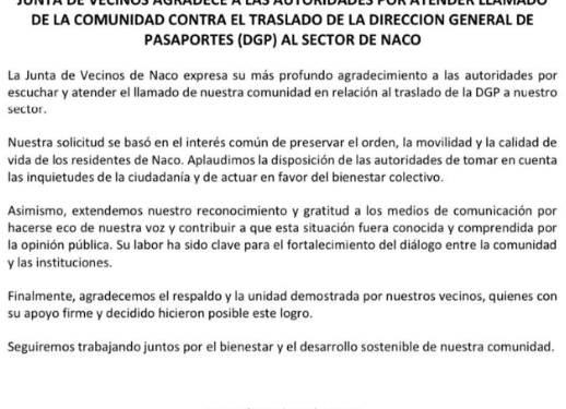 Vecinos de Naco celebran freno del traslado de oficina de pasaportes