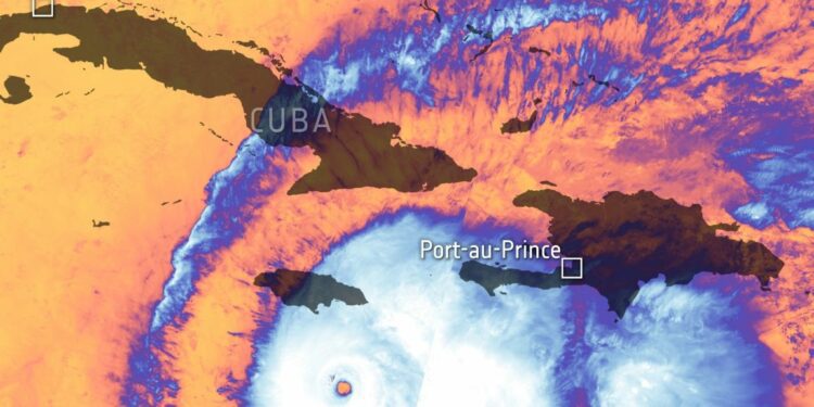 El satélite Sentinel-3 capturó la imponente imagen del huracán 'Melissa'