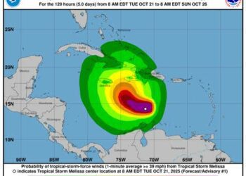 Tormenta Tropical Melissa amenaza la costa caribeña dominicana, cambio de alertas